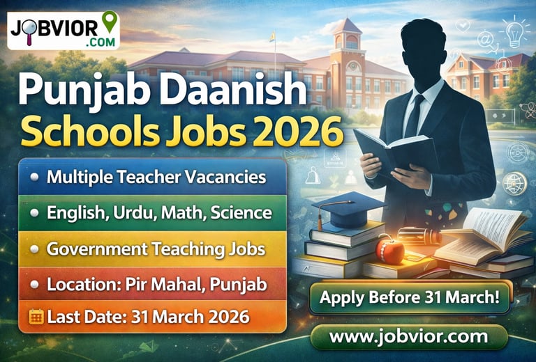 Punjab Daanish Schools Jobs 2026 for Teachers – Government teaching vacancies for English, Urdu, Mat