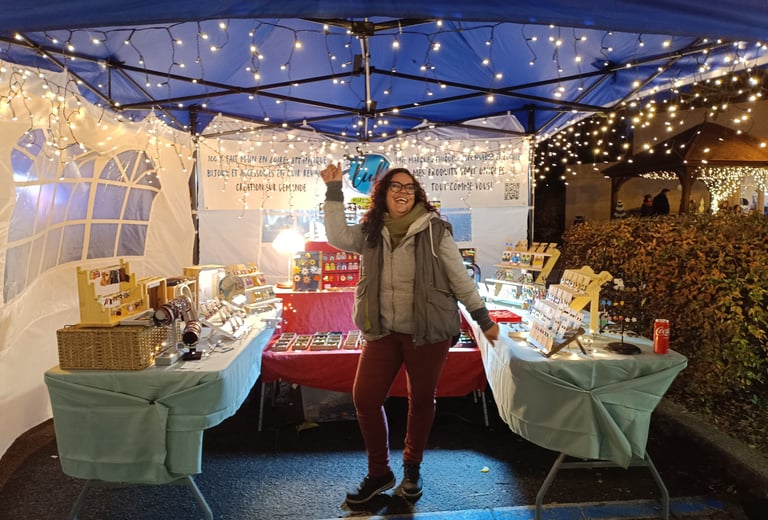 image marché de noel saint Julien de Concelles stand lul maroquinerie