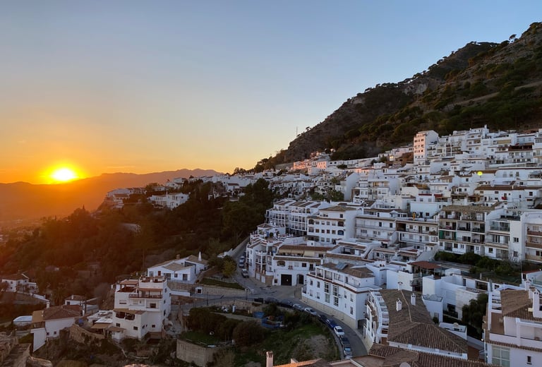 Espagne Mijas Pueblo soleil couchant