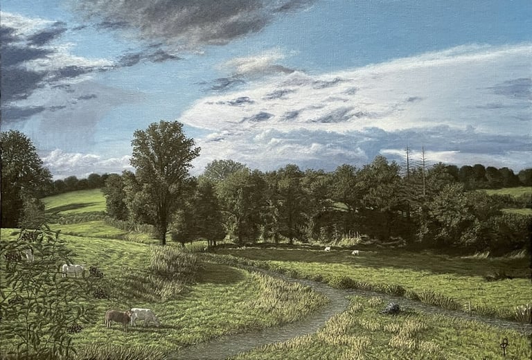 Tableau peinture à l'huile - Paysage des Combrailles