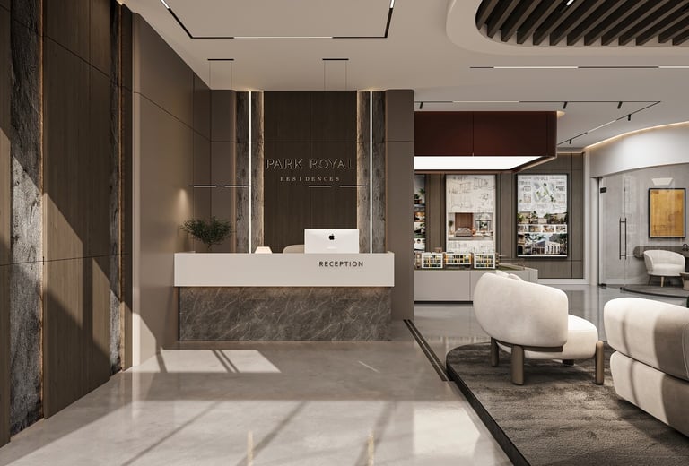 Antalya Park Royal Residences resepsiyon alanı iç mimari tasarımı-La Féra Interior Design