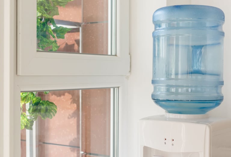 a water bottle with a water bottle on top of it