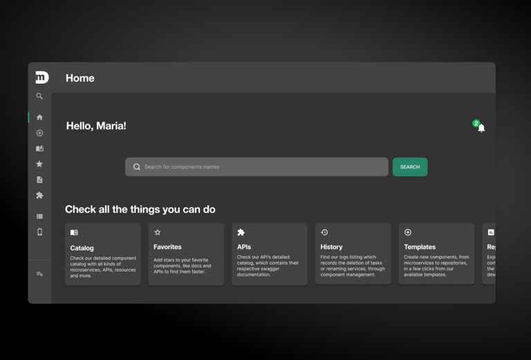 Conceito da home que foi apresentado na empresa