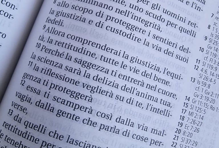 Una pagina di testo dalla bibbia per conoscere cosa c'é scritto davvero. senza filtri.