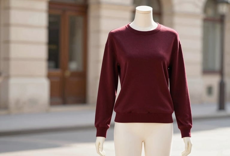 Mannequin portant un ensemble prêt-à-porter moderne en mouvement, lumière naturelle, fond urbain flou, shooting de mode professionnel.