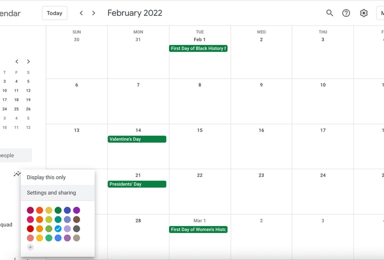 A Google Calendar