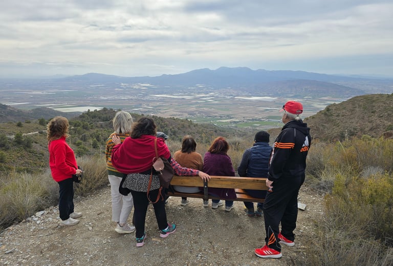 Vista del Valle del Guadalentín desde la Sierra de Carrascoy con Sierra Espuña enfrente y la Muela