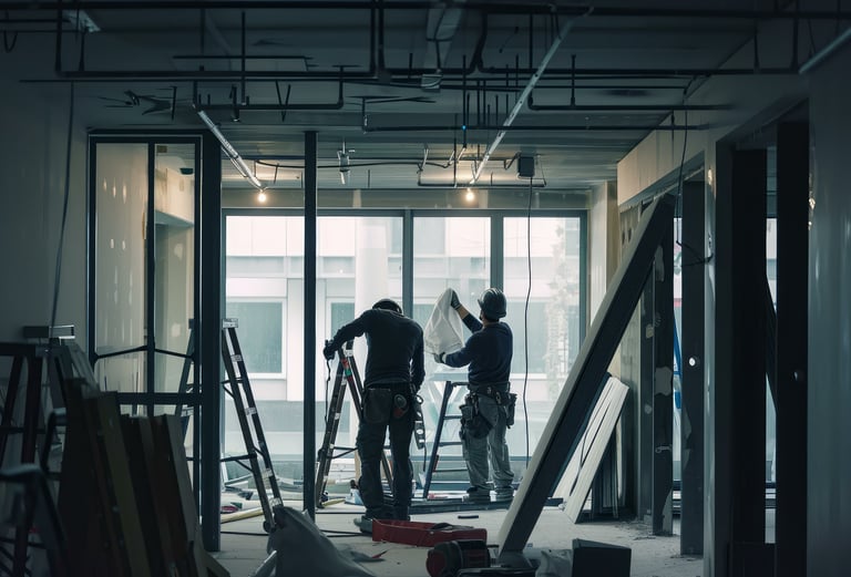 Deux électriciens qui travaillent sur un chantier