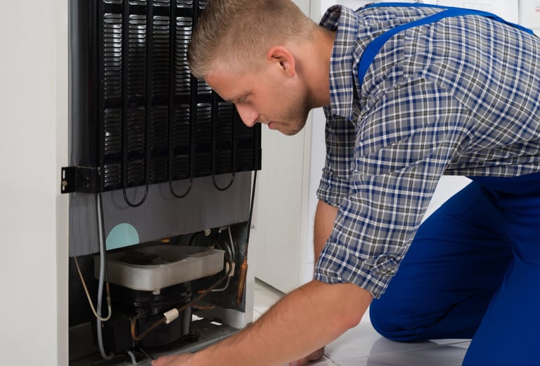 a man in a blue overalls and a blue overall overalls, a blue