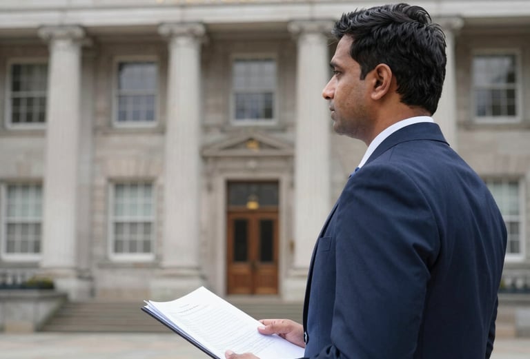 A diverse team of multilingual lawyers collaborating around a table with legal documents and laptops.