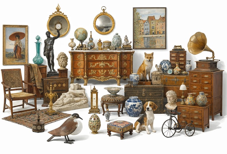 Pièce décorative ancienne trouvée en brocante, style rétro authentique