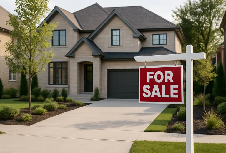 a for sale sign in front of a house