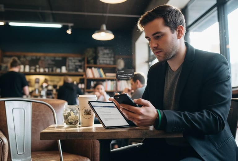 Business owner replying to customers online