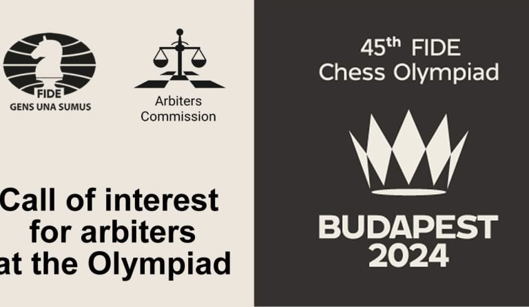 Call of interest for arbiters at the 45th Chess Olympiad 2024. FIDE Arbiters Commission