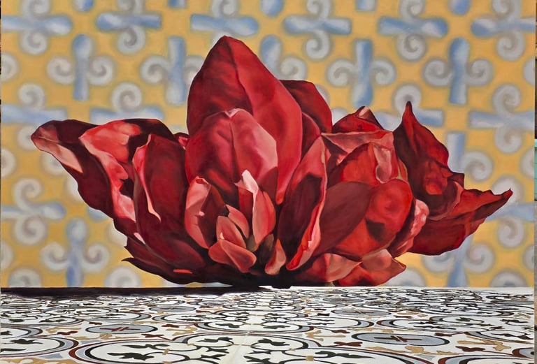 Día de mercado. Óleo sobre tabla