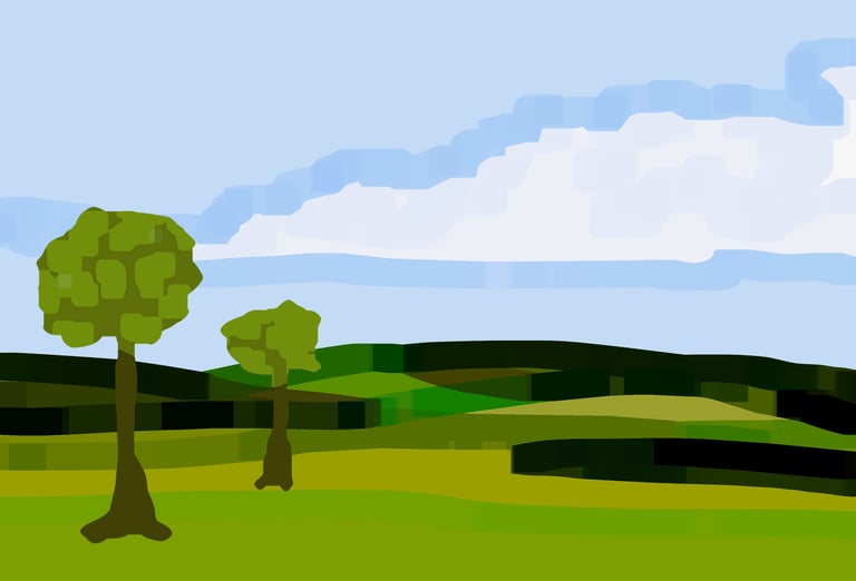 a landscape with trees and a sky background