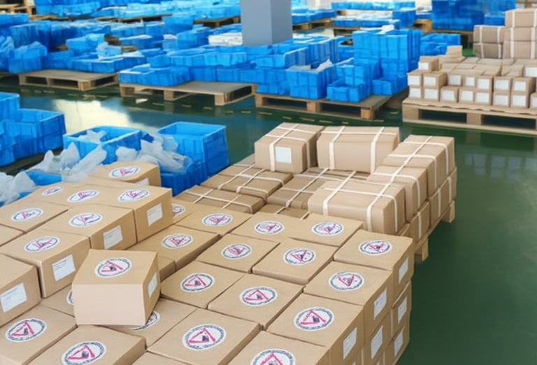 a warehouse warehouse with boxes of boxes of boxes