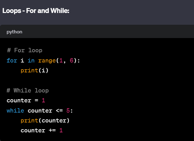 Python Loops For and While