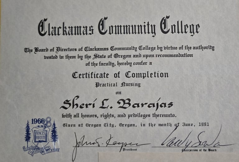 Certificate of completion Practical Nursing