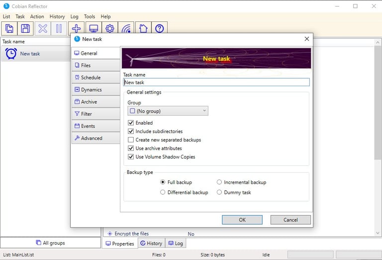 Interface Cobian Backup