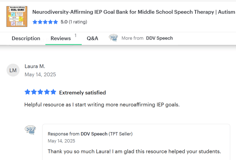 5 star customer review for neurodiversity goals bank