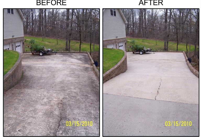 Concrete before and after pressure washing Cullman, AL