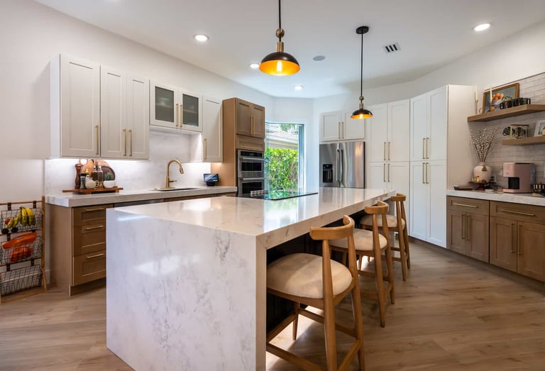 Full Kitchen Remodeling with Countertop, Island and Cabinets