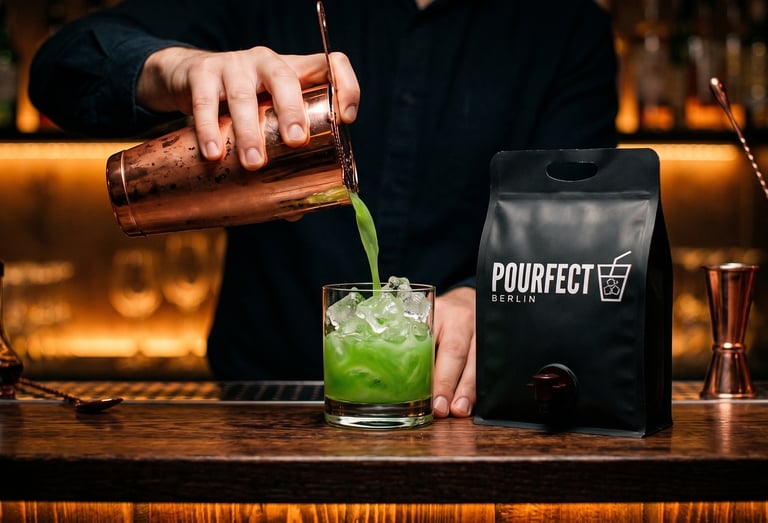 Easy Pourfect cocktail preparation with base and ice for consistent drinks every time