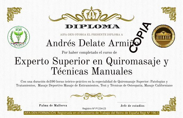 Certificado quiromasaje