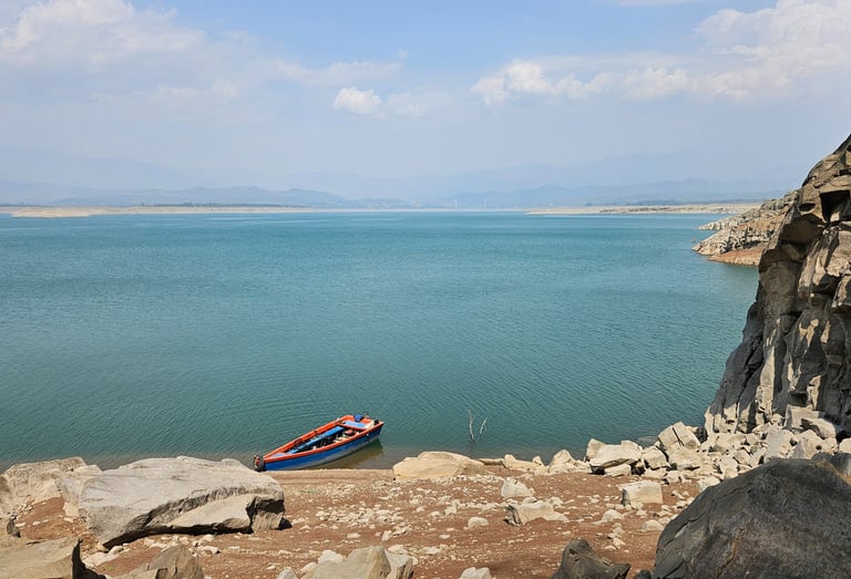 Boat used for golden Mahseer fishing in Himachal Pradesh.