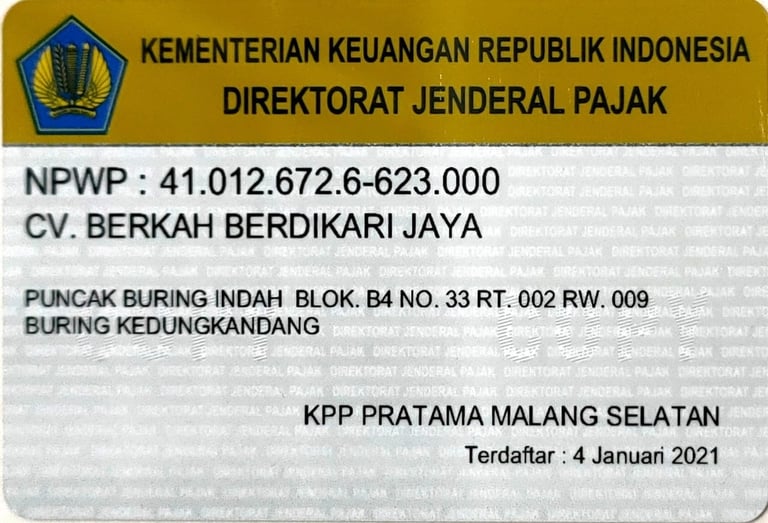 no npwp cv berkah berdikari jaya