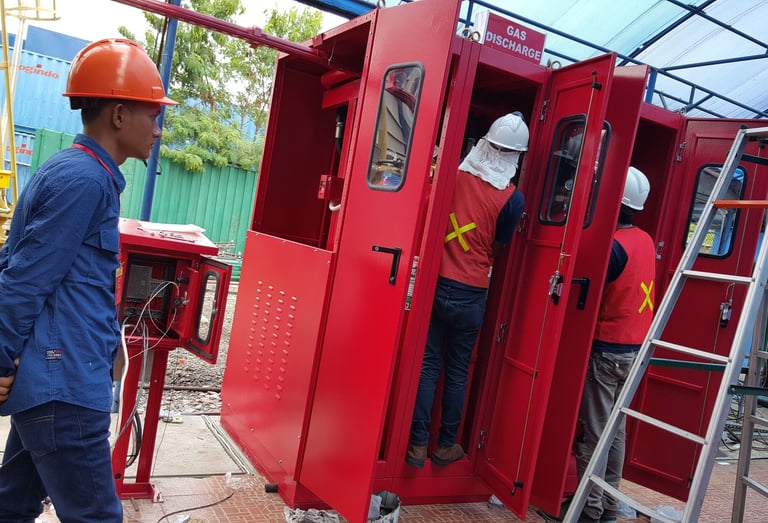 vendor fire proteksi kebakaran, installasi fm-200 , fire supprension ahli fire proteksi kebakaran