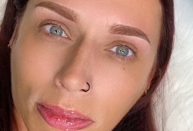 Healed result of a soft powder ombre brow by Effortless Brow PMU Studio.