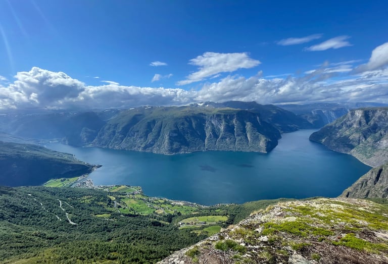 Aurlandsfjorden landscape and the mountains beyond, Norway