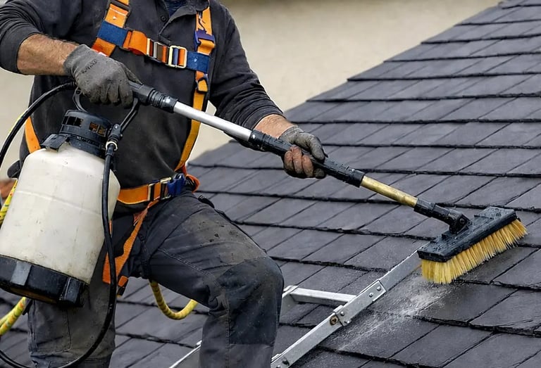 Nettoyage toiture – élimination mousse et lichens