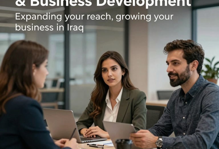 Professional consultant discussing commercial strategies with clients in a modern office.