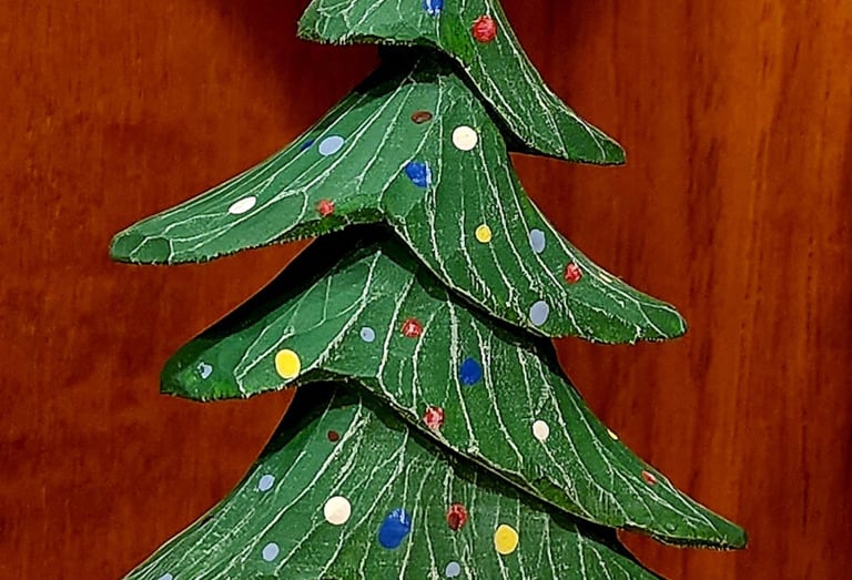 hand carved wood christmas tree