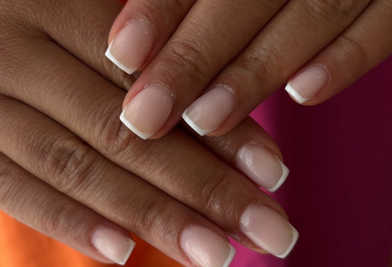 a woman's hands with a manicured manicured manicured manicured mani