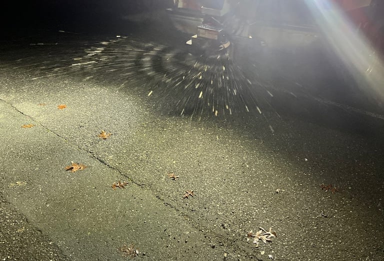 A salt truck spreading salt