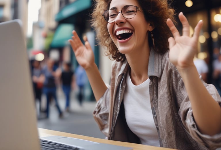 A seller happily packing orders ready to ship.