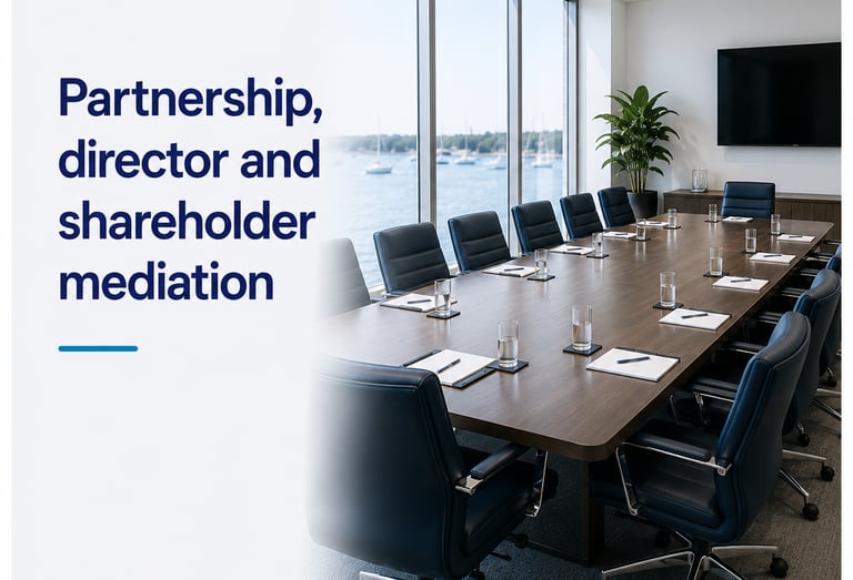 Mediation for partnership, director and shareholder disputes.