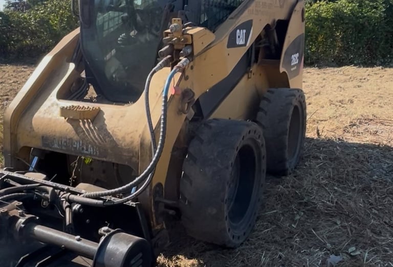 Skid steer that is used for blackberry bush removal