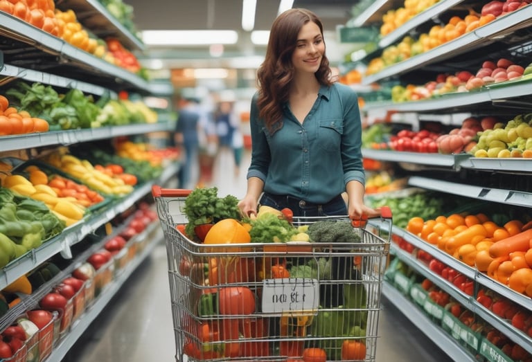 femme fait les courses pour cuisine à domicile