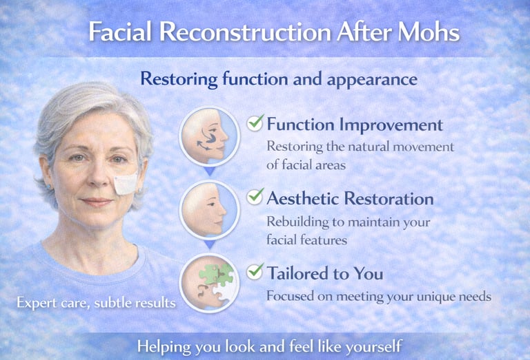 Facial reconstruction after Mohs surgery showing restored appearance