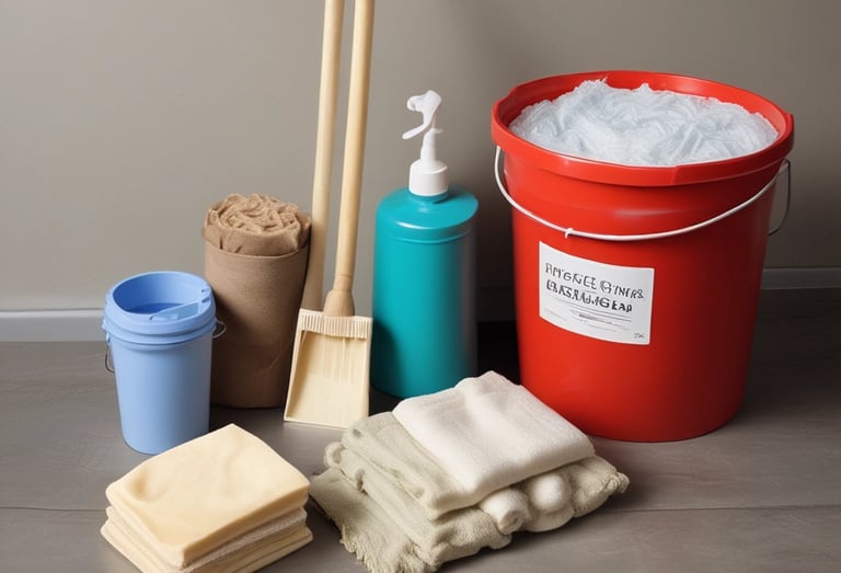 Colorful pool care products on display.