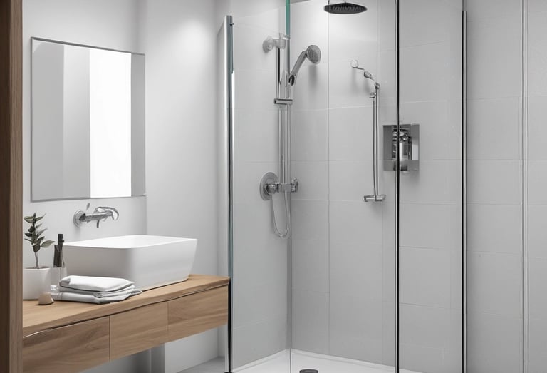 Selection of kitchen sinks and faucets arranged neatly in a store display.