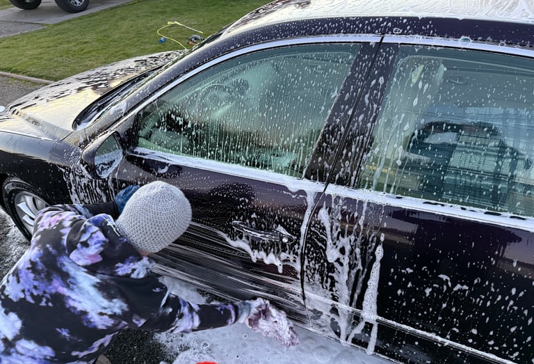 washing door of a car
