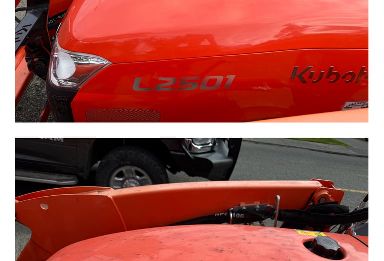 before and after of tractor hood