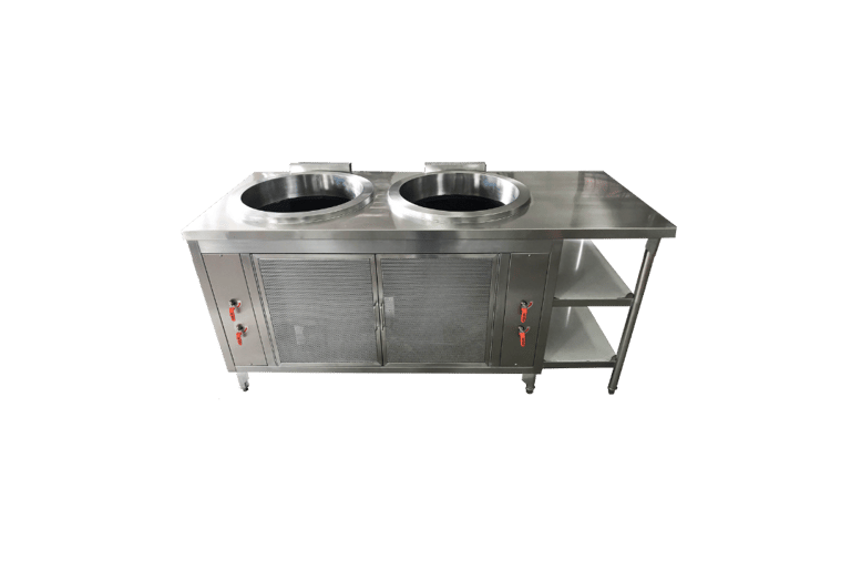 Noodle Pot Stove เตาลวกก๋วยเตี๋ยว 2 หลุม พร้อมชั้นวางของ สแตนเลส