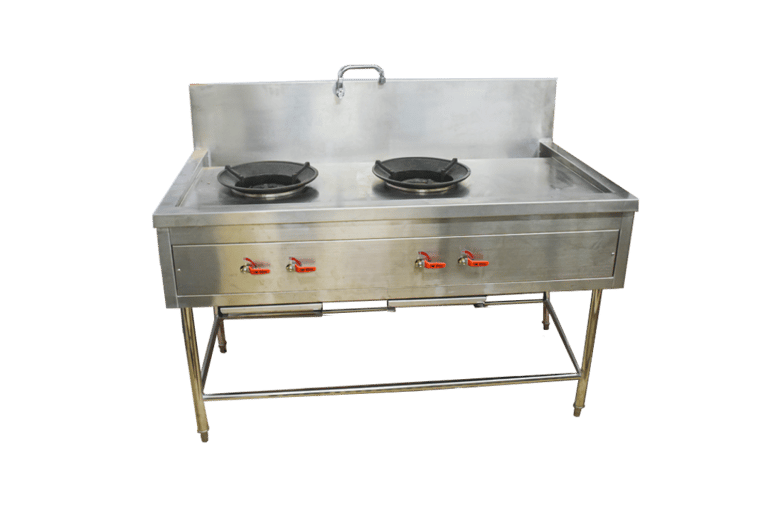 Thai Stove 2 Burners with Drainage เตาไทย 2 หัว พร้อมรางน้ำ สแตนเลส 304